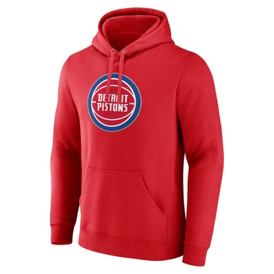 Shop Fanatics Branded  Red Detroit Pistons Primary Logo Pullover Hoodie