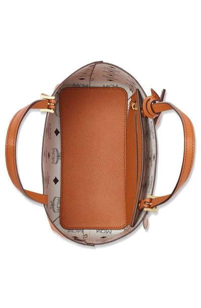 Mcm Mini Lauretos Reversible Leather Shopper Bag In Cognac