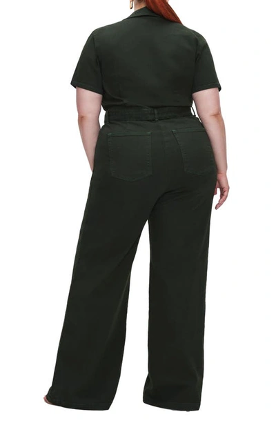 Shop Good American Fit For Success Palazzo Jumpsuit In Alum Green001