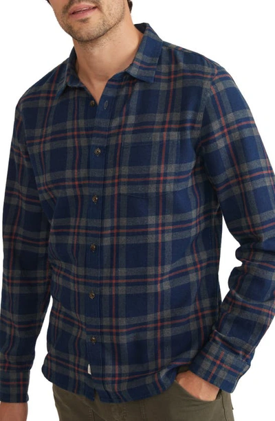 Shop Marine Layer Balboa Plaid Flannel Button-up Shirt In Navy Plaid