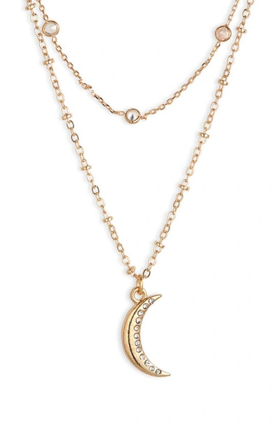 Shop Ettika Moon Charm Layered Necklace In Gold