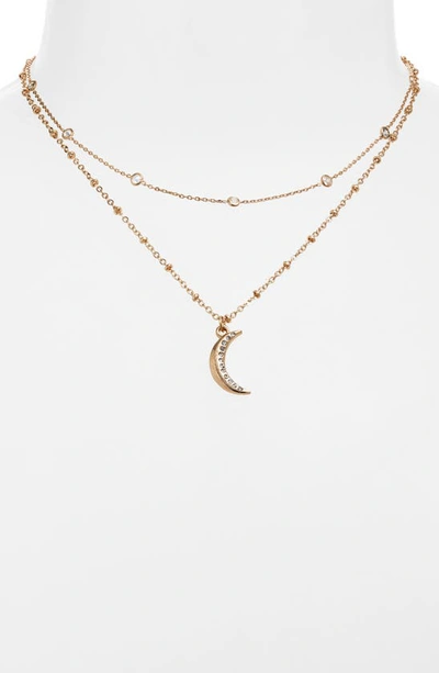 Shop Ettika Moon Charm Layered Necklace In Gold