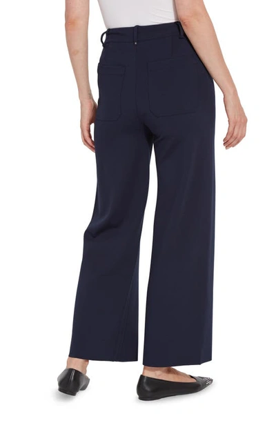 Shop Lyssé Erin High Waist Ankle Wide Leg Ponte Pants In True Navy