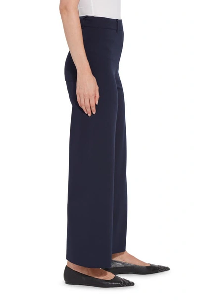 Shop Lyssé Erin High Waist Ankle Wide Leg Ponte Pants In True Navy