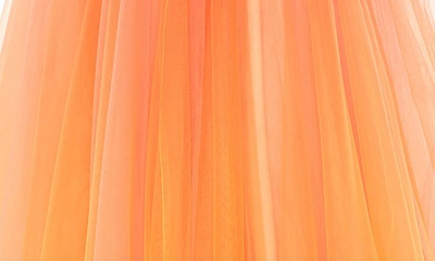 Shop Mac Duggal Cross Front Ombré Tulle Gown In Orange