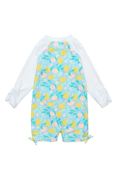 Snapper Rock Lemon Drops Long Sleeve Sun Romper In Blue Yellow Multi