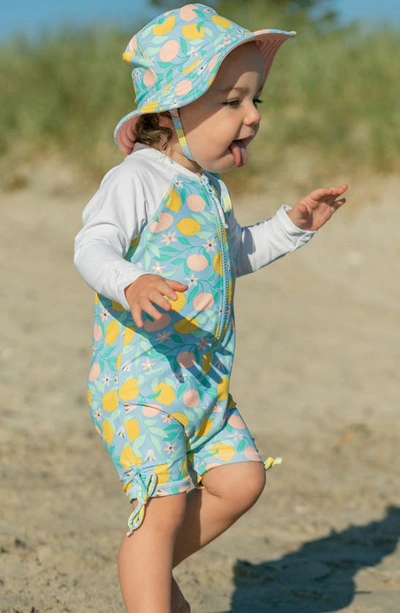Snapper Rock Lemon Drops Long Sleeve Sun Romper In Blue Yellow Multi
