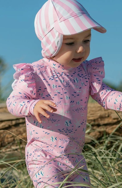 Shop Snapper Rock Kids' Stripe Floating Flap Hat In Pink