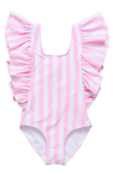 Snapper Rock Wide Frill One-piece Swimsuit In Pink
