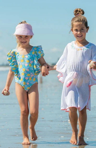Snapper Rock Lemon Drops Wide Frill Swimsuit In Blue Multi