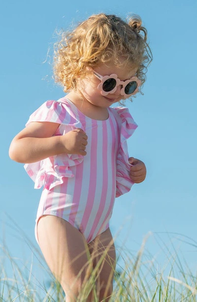 Snapper Rock Wide Frill One-piece Swimsuit In Pink