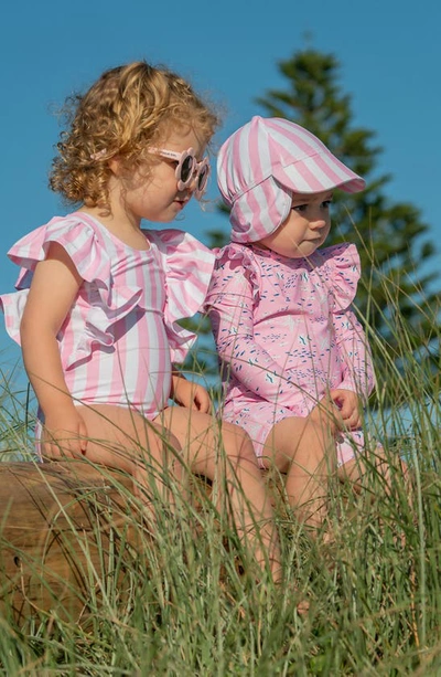 Snapper Rock Wide Frill One-piece Swimsuit In Pink