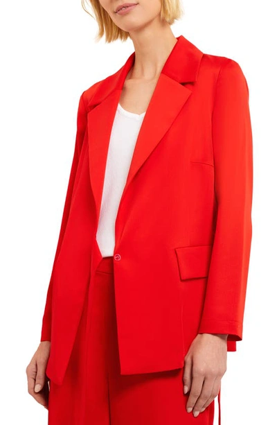 Misook Side Tie Notched Collar Blazer In Sunset Red