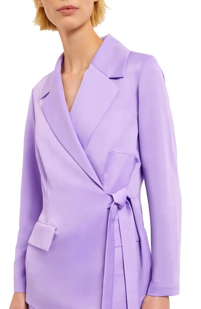 Misook Side Tie Notched Collar Blazer In Lavender Field