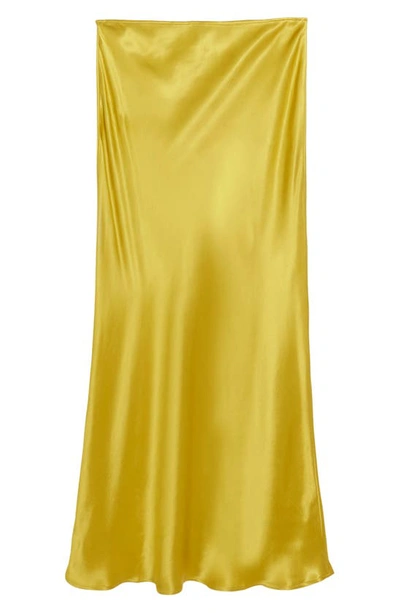 Shop River Island Easy Bias Cut Satin Maxi Skirt In Yellow
