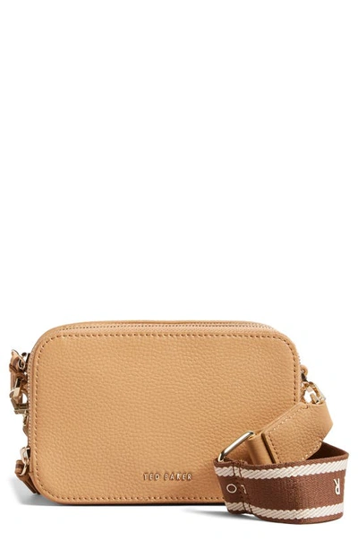Shop Ted Baker Mini Stunna Leather Crossbody Bag In Camel