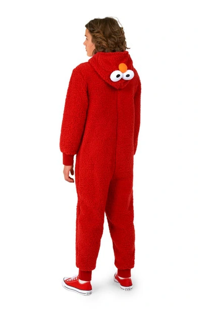 Opposuits Big Boys Elmo Zip Up Onesie Outfit In Red