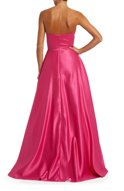 Shop Mac Duggal Bow Detail Strapless A-line Gown In Hot Pink