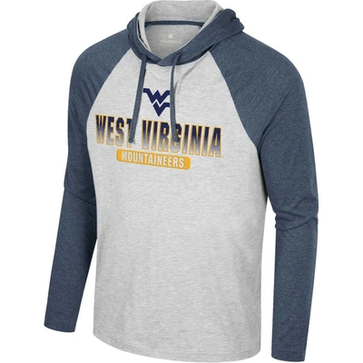 Shop Colosseum Heather Gray West Virginia Mountaineers Hasta La Vista Raglan Hoodie Long Sleeve T-shirt