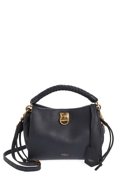 Shop Mulberry Small Iris Leather Top Handle Bag In Night Sky