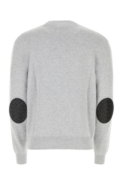 Shop Bottega Veneta Man Melange Grey Stretch Cashmere Blend Sweater In Gray