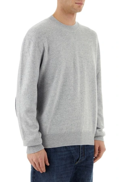 Shop Bottega Veneta Man Melange Grey Stretch Cashmere Blend Sweater In Gray