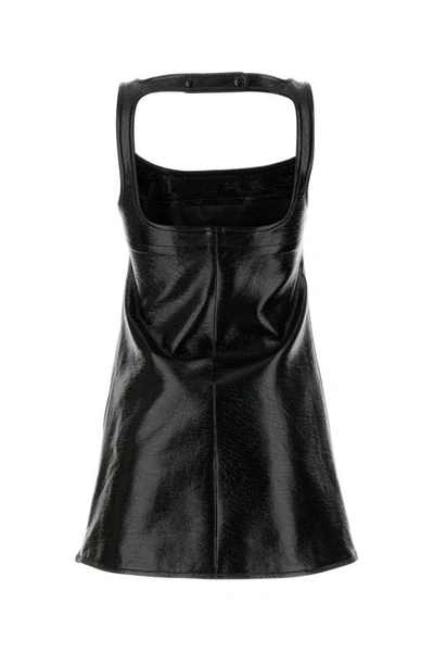 Shop Courrèges Courreges Woman Black Vinyl Mini Dress