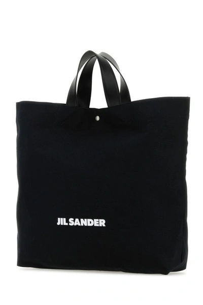 Shop Jil Sander Woman Black Canvas Shopping Bag