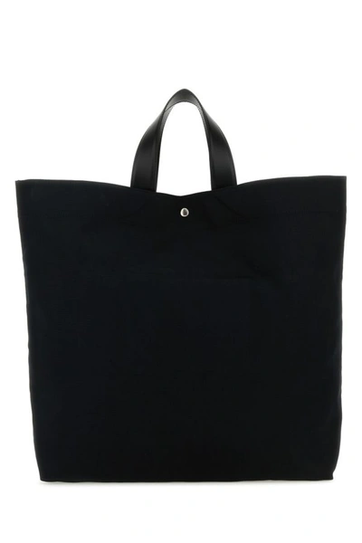 Shop Jil Sander Woman Black Canvas Shopping Bag