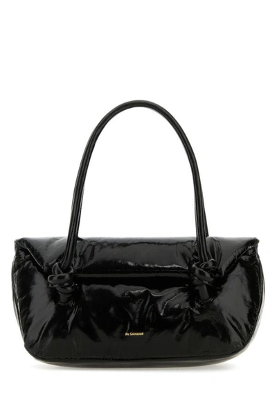 Shop Jil Sander Woman Black Leather Small Knot Handle Handbag