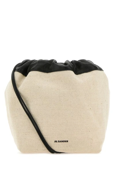 Shop Jil Sander Woman Sand Canvas Small Dumpling Bucket Bag In Brown