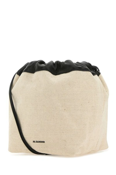 Shop Jil Sander Woman Sand Canvas Small Dumpling Bucket Bag In Brown