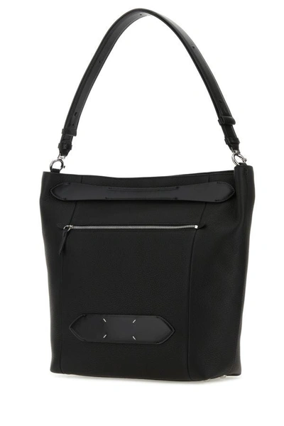 Shop Maison Margiela Woman Black Leather Soft 5ac Shopping Bag