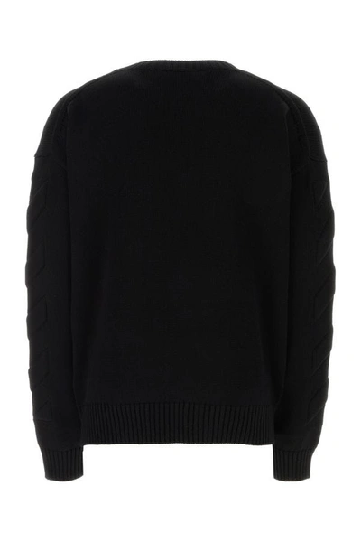 Shop Off-white Off White Man Black Stretch Cotton Blend Sweater
