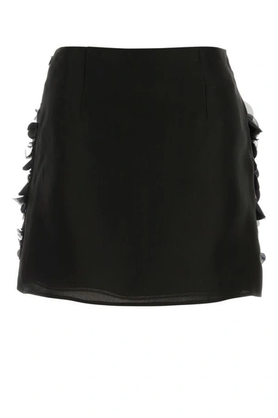 Shop Prada Woman Black Silk Mini Skirt