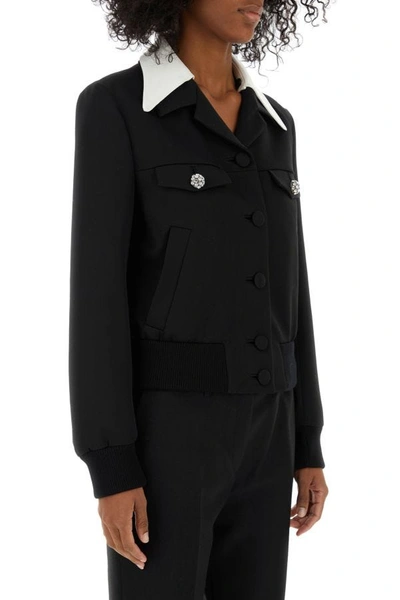 Shop Prada Woman Black Wool Jacket
