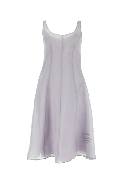 Shop Prada Woman Lilac Organza Dress In Purple