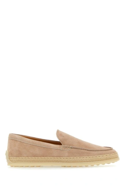 Shop Tod's Woman Antiqued Pink Suede Loafers