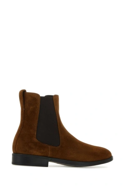 Shop Tom Ford Man Caramel Suede Ankle Boots In Brown