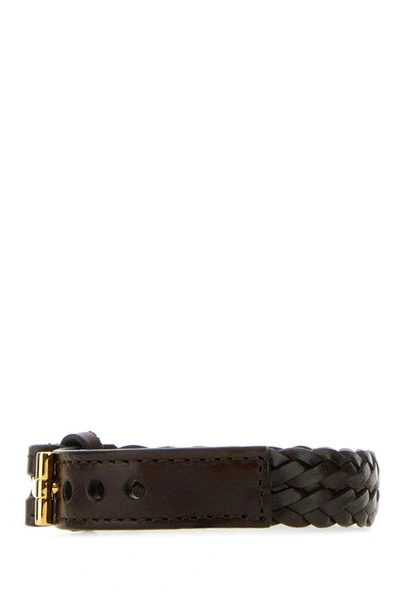 Shop Tom Ford Man Dark Brown Leather Bracelet