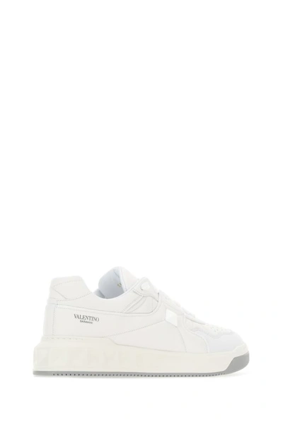 Shop Valentino Garavani Man White Nappa Leather One Stud Sneakers