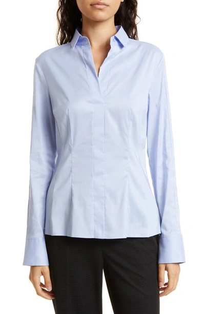 Shop Hugo Boss 'bashina' Stretch Poplin Shirt In Light Blue