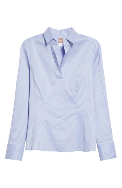 Shop Hugo Boss 'bashina' Stretch Poplin Shirt In Light Blue