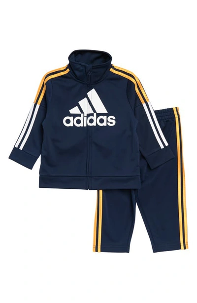 Shop Adidas Originals 2-piece Tricot Tracksuit In Navy/ Yellow