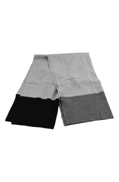 Shop La Fiorentina Cashmere Three-tone Scarf In Grey/black