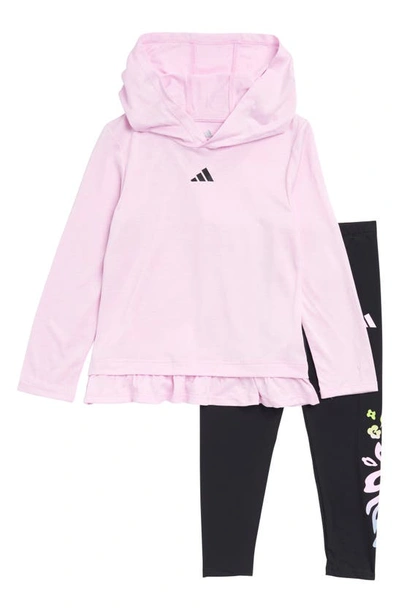 Shop Adidas Originals Adidas Kids' Ruffle Hoodie & Gfx Tights Set In Light Purple