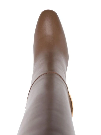 Sergio Rossi 100mm Heel Knee-length Leather Boots In Hazelnut