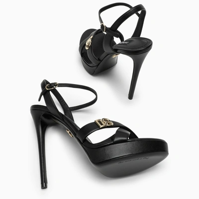Shop Dolce & Gabbana Dolce&gabbana Black High Sandals With Dg Plaque