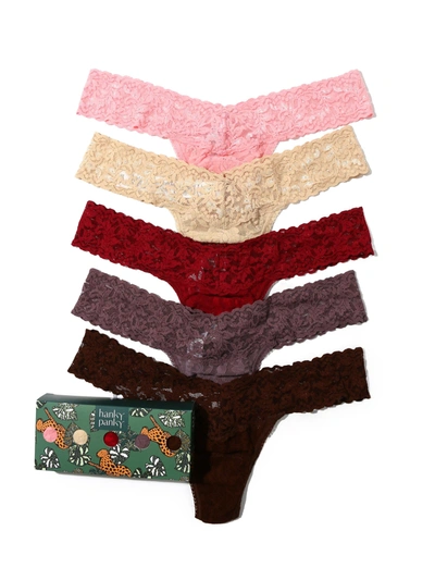 Shop Hanky Panky 5 Pack Petite Size Signature Lace Thongs In Printed Box In Multicolor