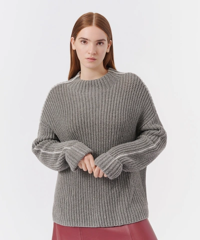 Shop Atm Anthony Thomas Melillo Merino Wool Blend Chunky Rib Sweater In Heather Grey